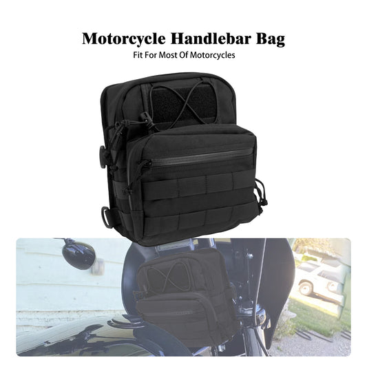 Universal Motorcycle Handlebar Backrest Nylon Bag w/ Waterproof Storage Pouch