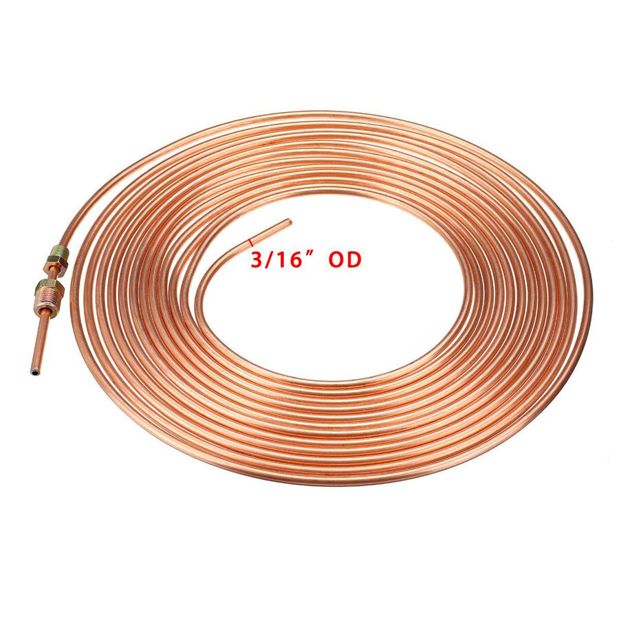 1PCS Copper Nickel Steel 3/16Brake Line Tubing Kit Tube Hose 25Ft W/ Fittings