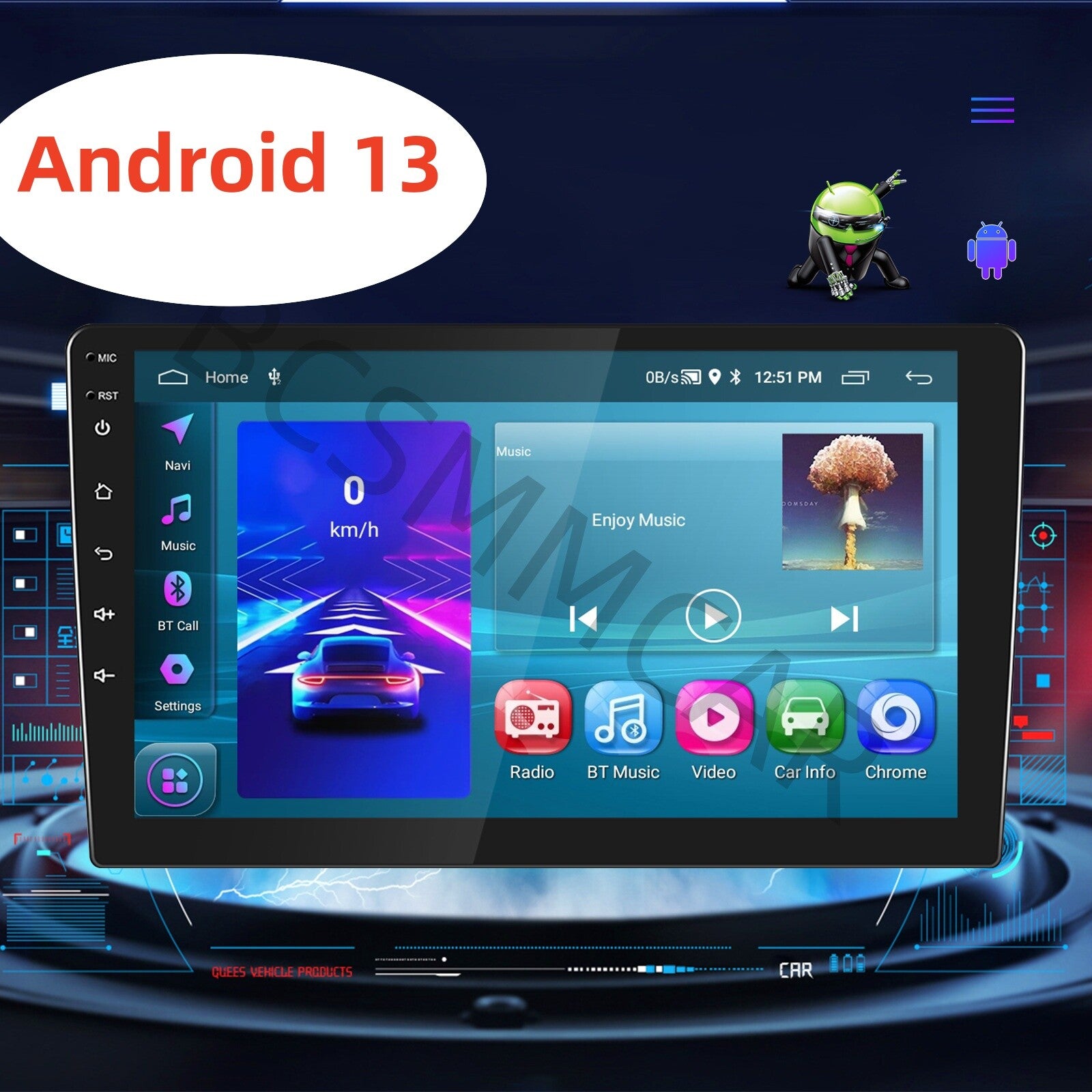 Android 13 10in 2 Din Car Radio Stereo For CarPlay GPS Navigation WIFI Bluetoot