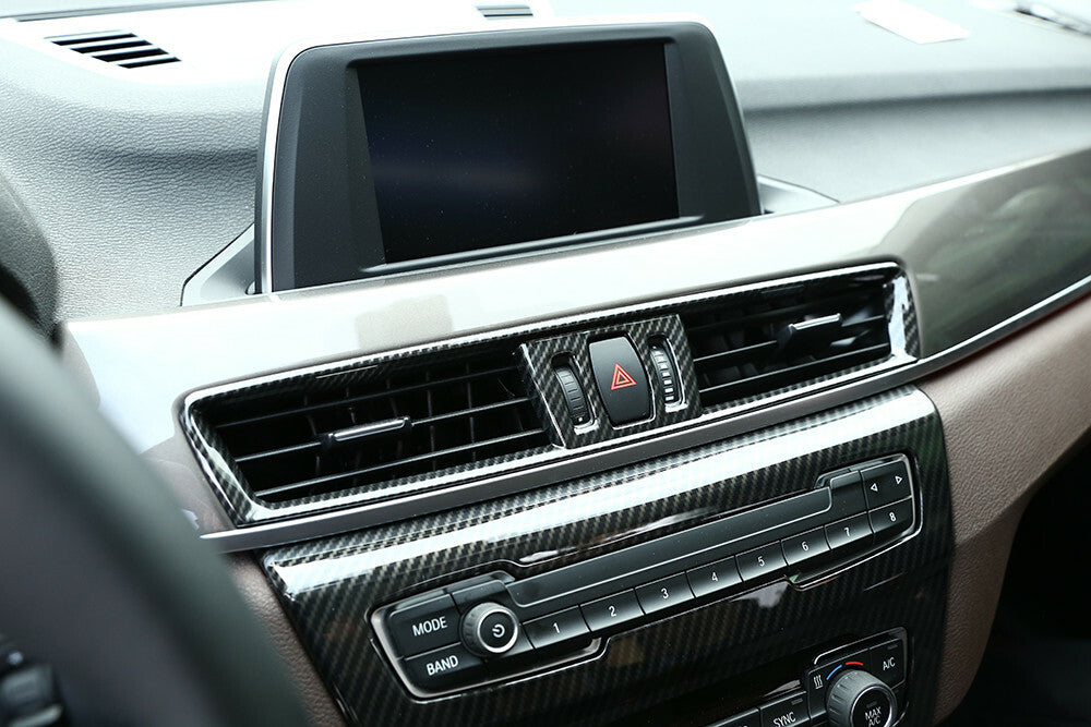 Carbon ABS Central Air Conditioner Outlet Vent Cover for BMW X1 X2 F48 2016-2021
