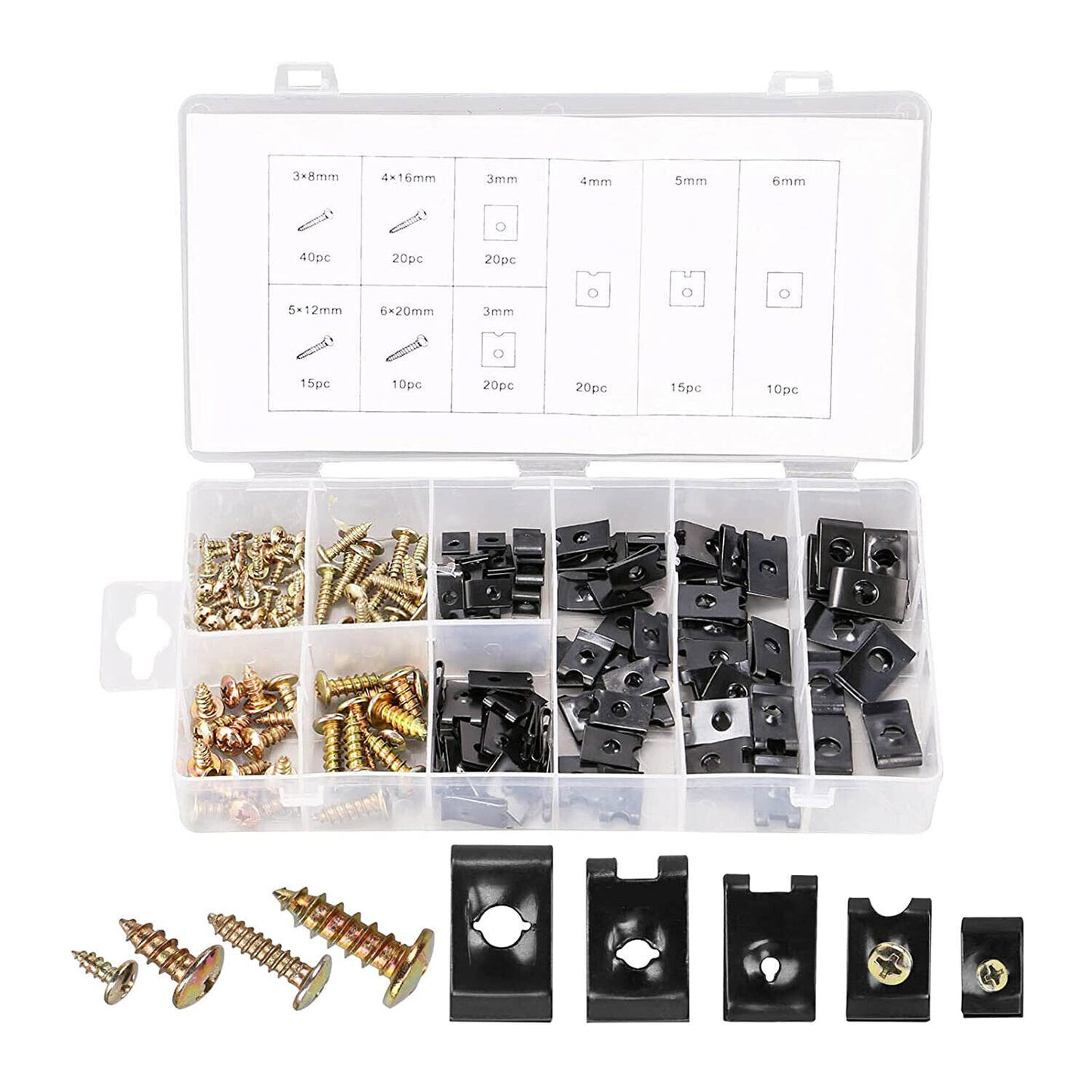 170 Pcs Set Auto Speed Nuts Fender Nuts Body Bolts Assortment