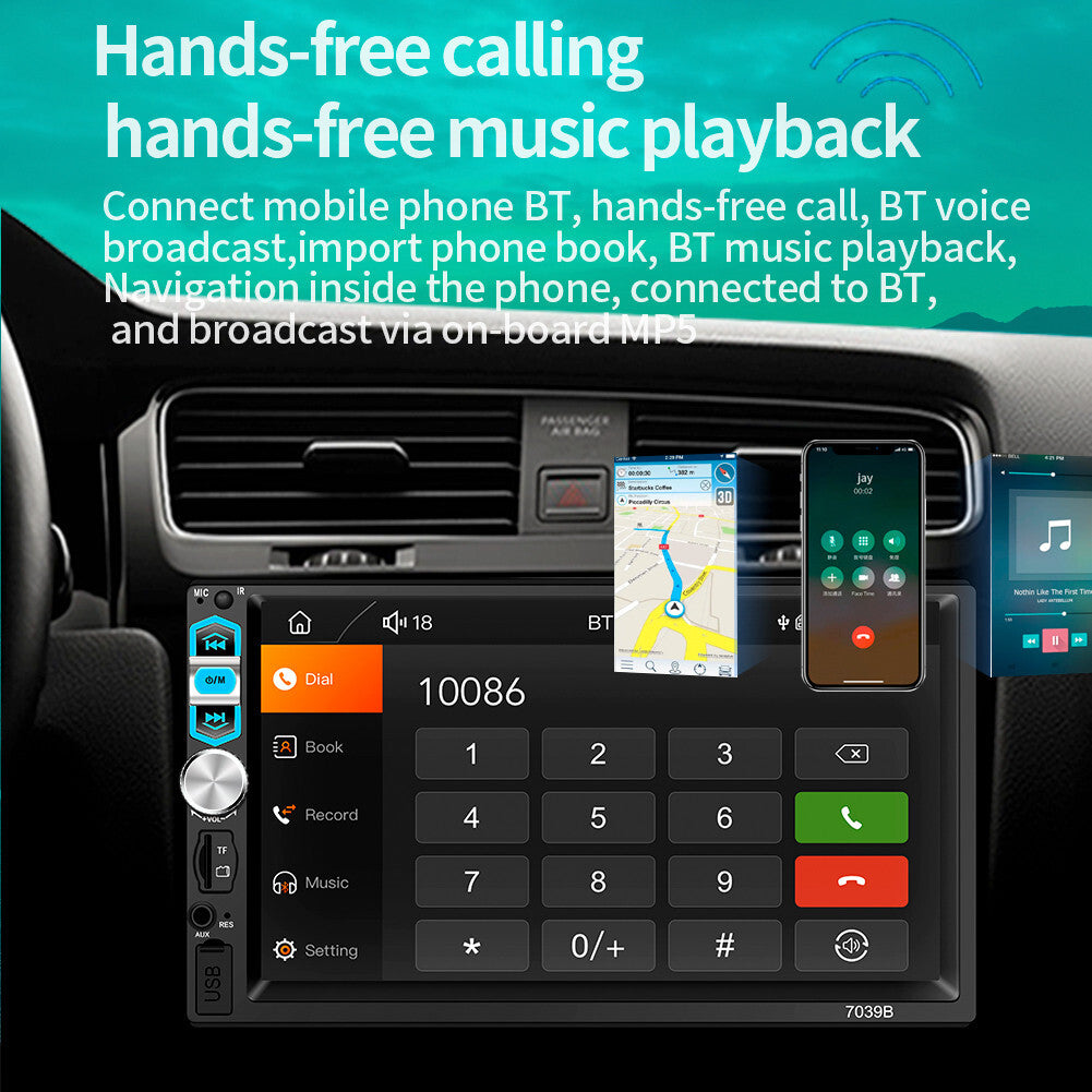 Car Stereo Radio 7in Touch Screen For Carplay Bluetooth MP5 Player Head Units