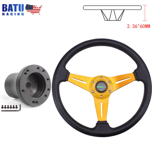 14inch/350mm Gold for Golf Cart Steering Wheel+Black Club Car Precedent Hub Adapter