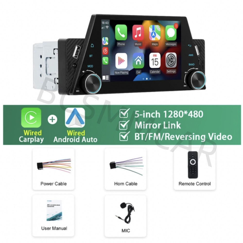 Touch Screen Car Stereo Radio 5in Bluetooth FM For Apple Carplay Android Auto