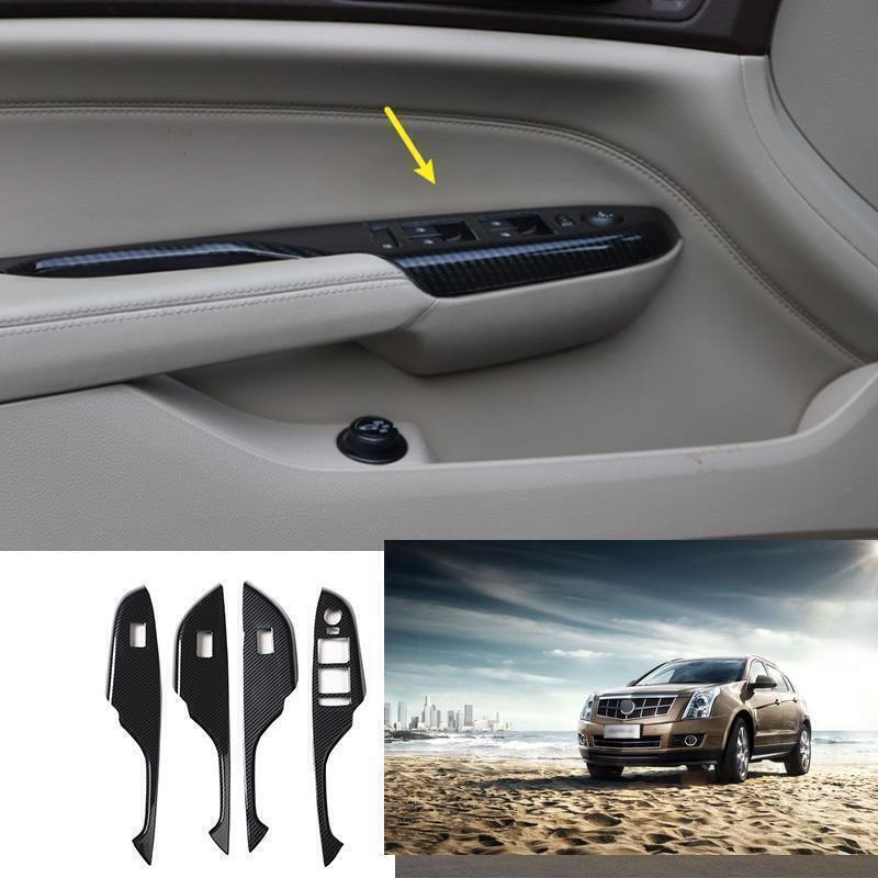 for Cadillac SRX 2010-15 ABS Carbon Fiber Window Lift Panel Switch Cover Trim 4P