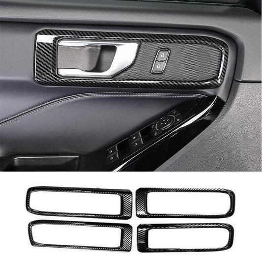 for Ford Explorer 2020-2022 ABS Carbon Fiber Inner Door Handle Frame Trim 4PCS