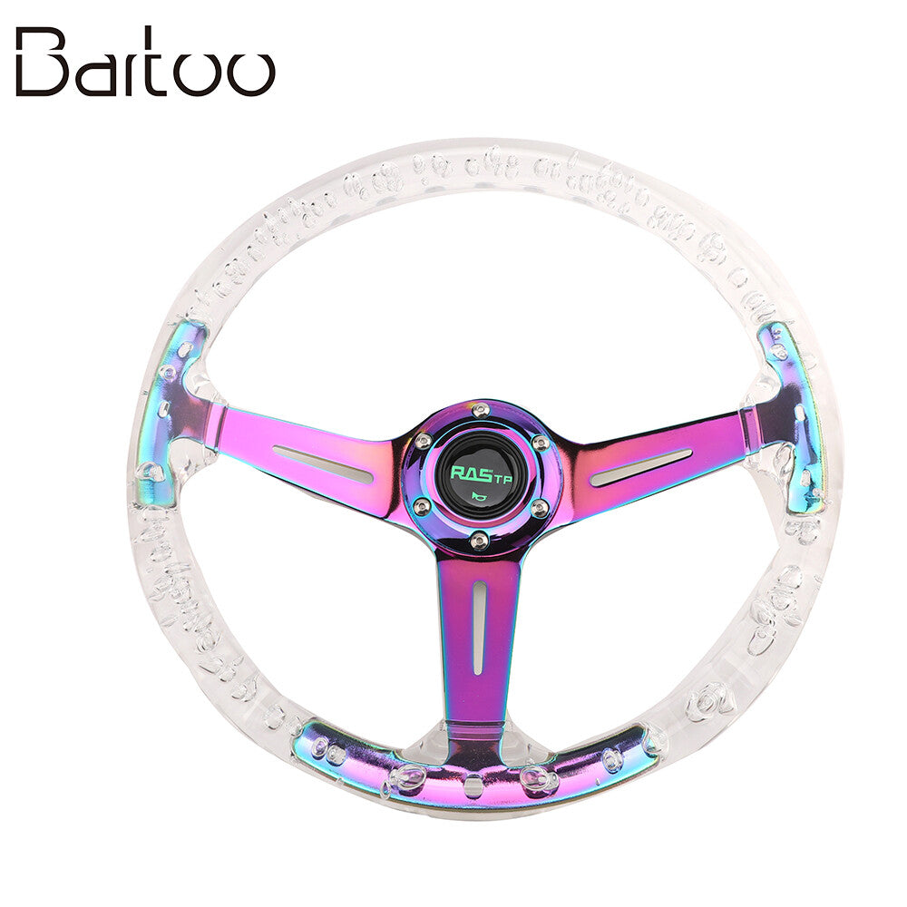 Transparent Colorless Acrylic 350mm 14In Racing Sports Steering Wheel Neo Chrome