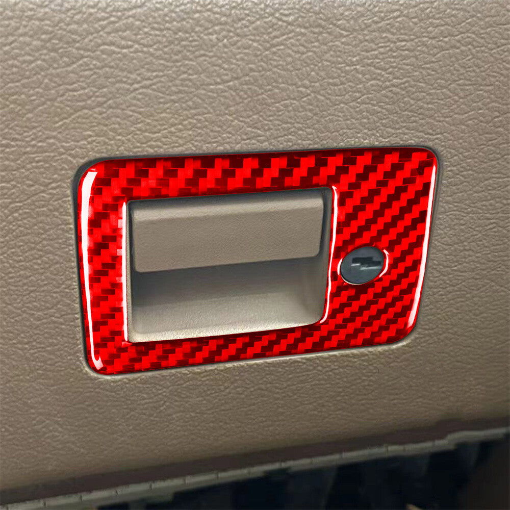 Red Carbon Fiber Copilot Glove Box Switch Button Trim for Ford for Mustang 1996-2003