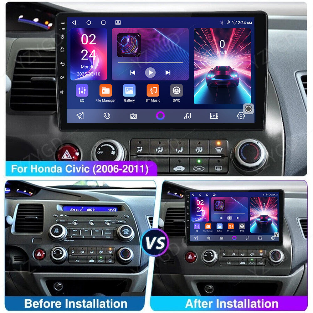 for Honda for Civic 2006-2011 Apple CarPlay Android Car Stereo Radio Wifi GPS Screen