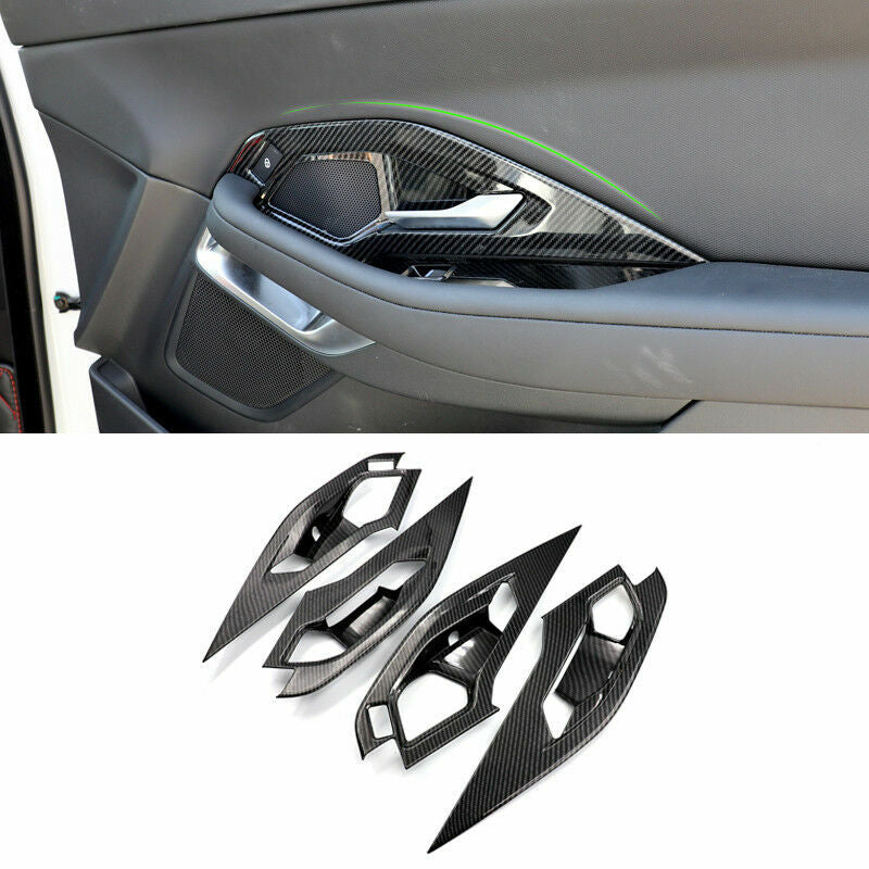 4pcs for Jaguar E-PACE 2018-2021 Carbon Fiber Inner Door Handle Bowl Cover Trim