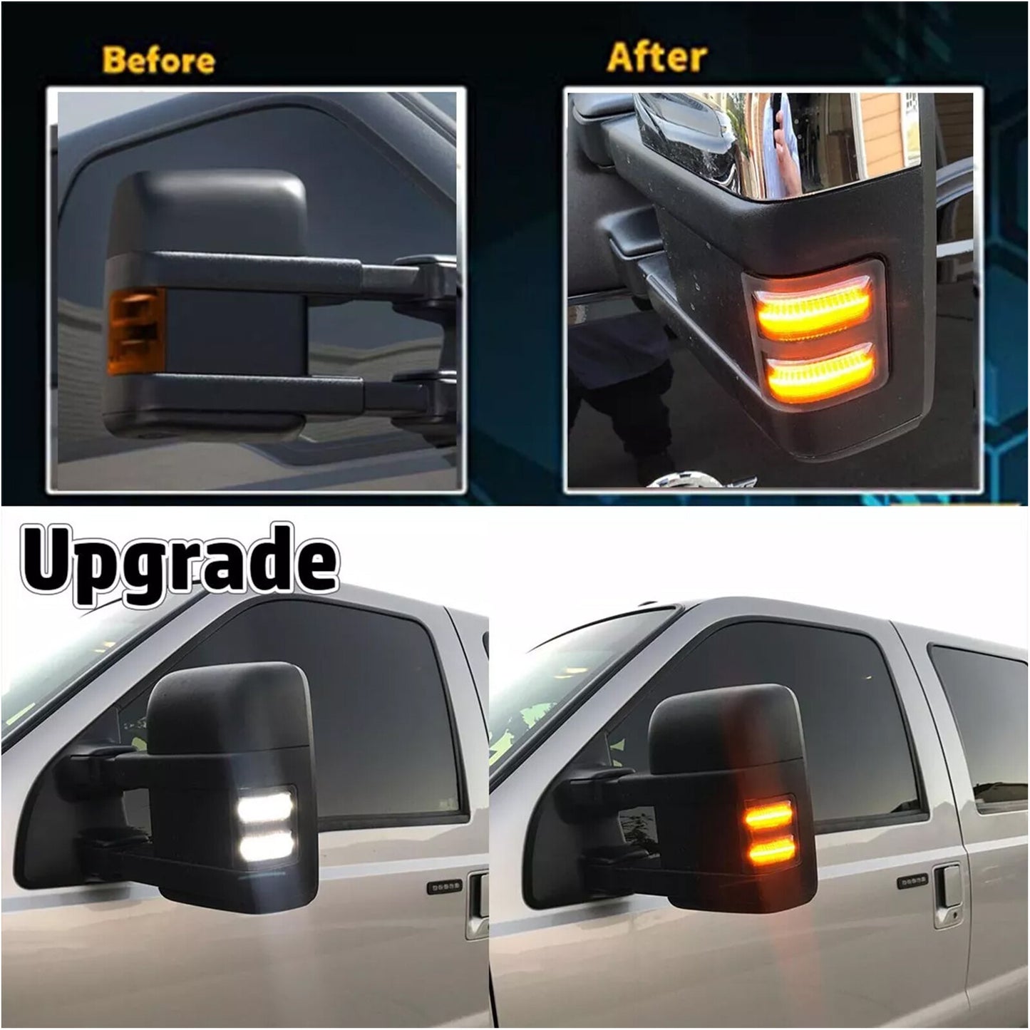 Two LED side mirror marker lights for 2008-2016 for Ford F250, F350, F450, F550 Super Duty-Free.