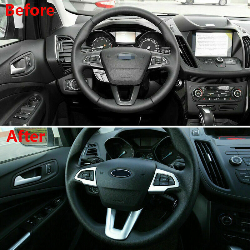 for ford Escape Kuga 2017-2019 Matte Silver Car Steering Wheel Frame Cover trim