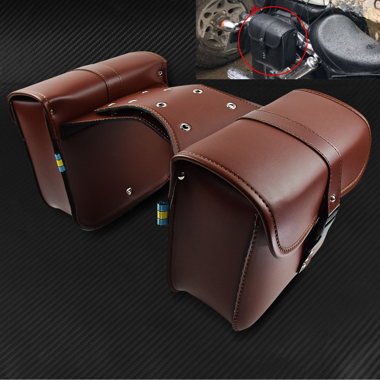 Motorcycle Saddle Bag Bike Side Storage Tool Luggage Fit for Harley XL883 Brown