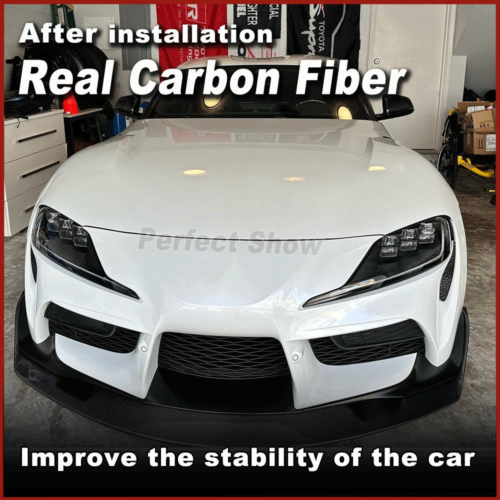 for Toyota Supra GR A90 MK5 Coupe 2019-2024 REAL CARBON Front Bumper Lip Spoiler