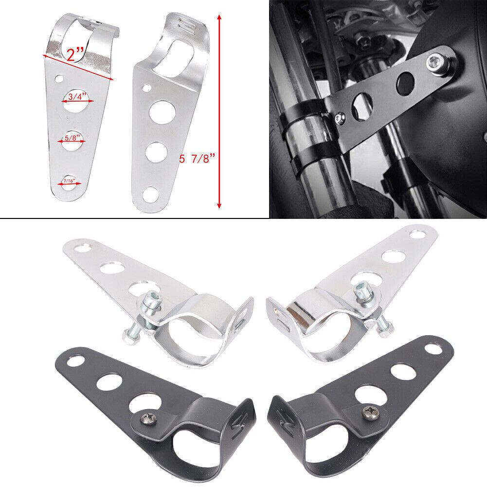For Cafe Racer Chopper Steel 28-38mm Motorbike Headlight Fork Ears Mount Bracket