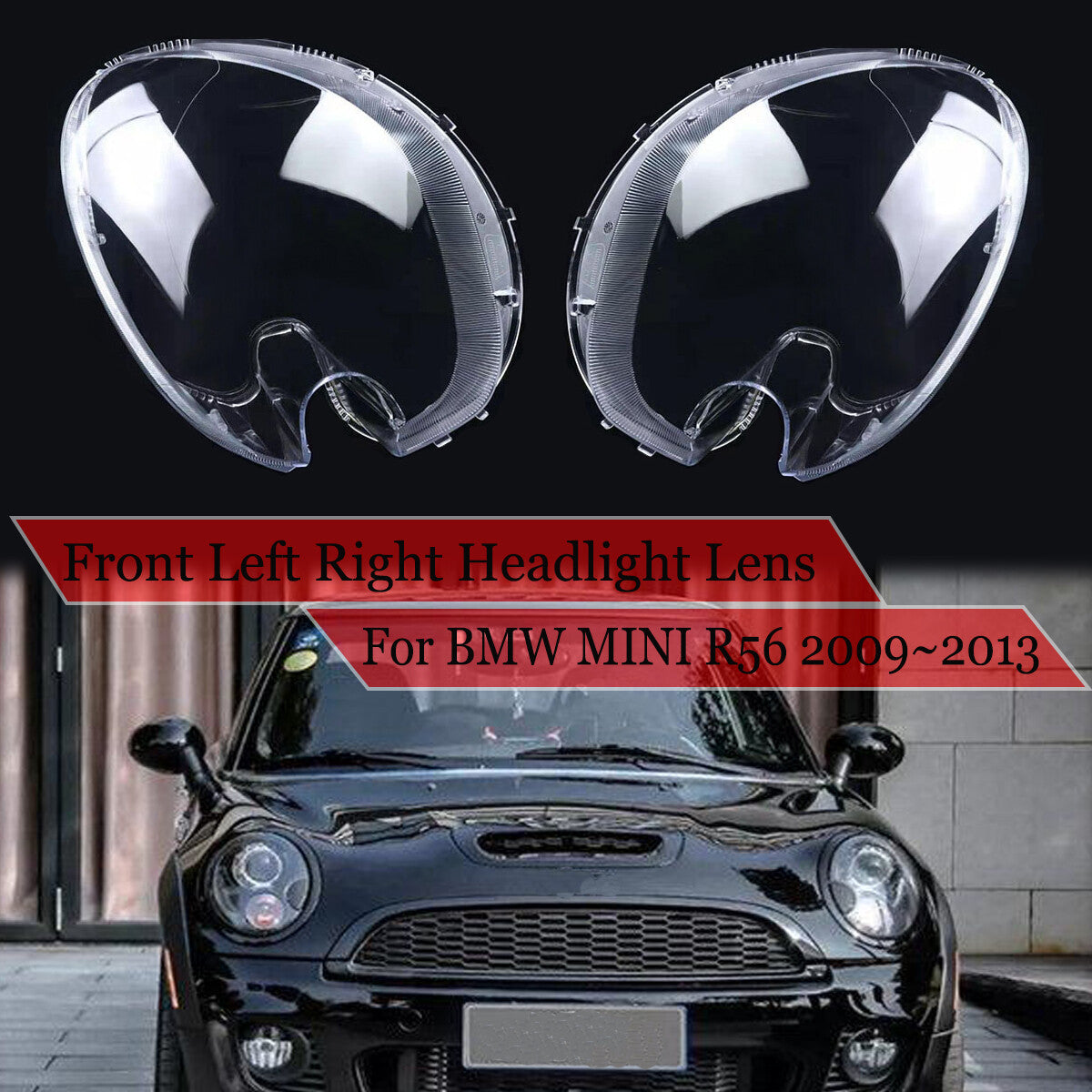 2-piece headlight lens cover for BMW for Mini Cooper R56 hatchback