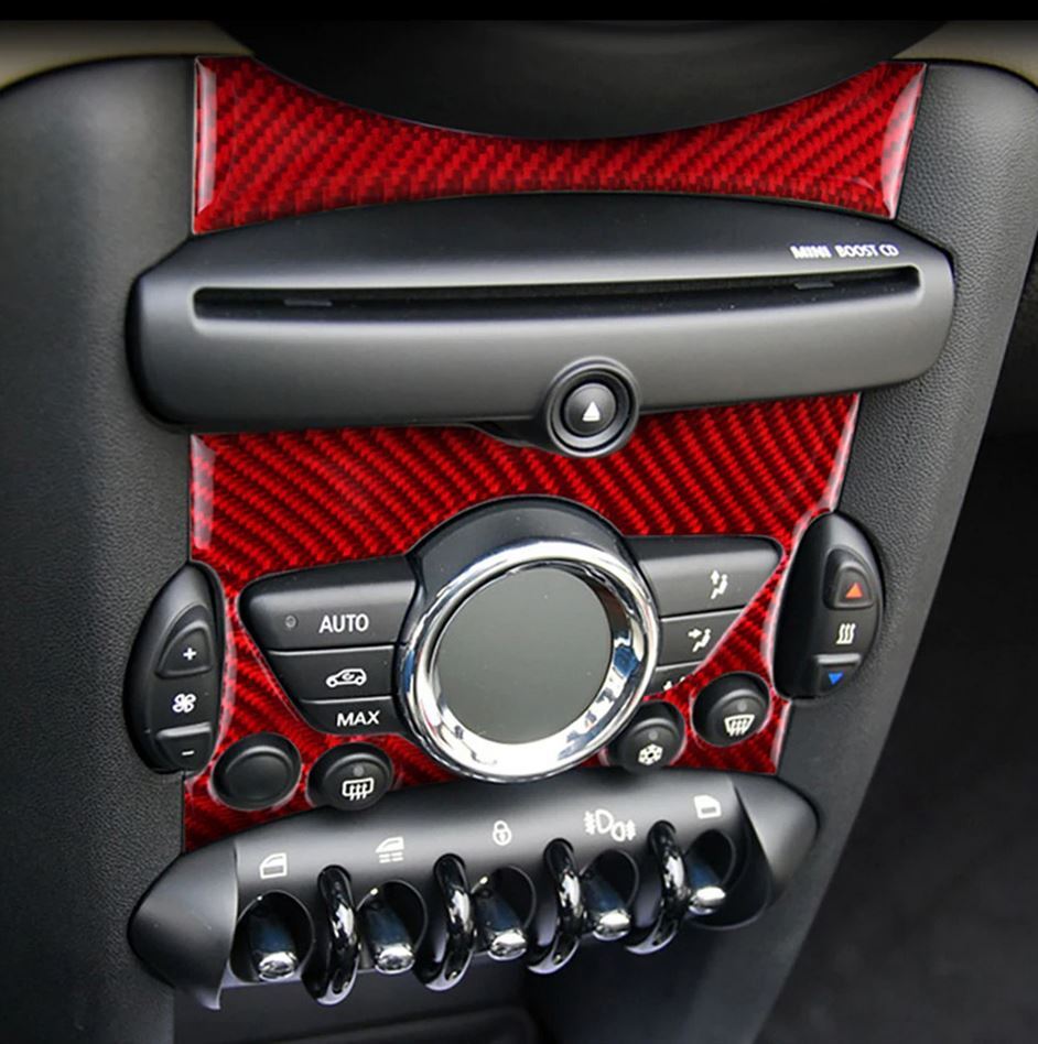 Car trim center control blade cover sticker carbon fiber for R55 R56 R57