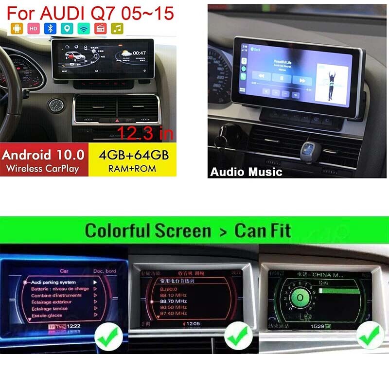 Bluetooth carplay Android Touchscreen radio GPS Navigation 12.3 for Audi Q7 4L