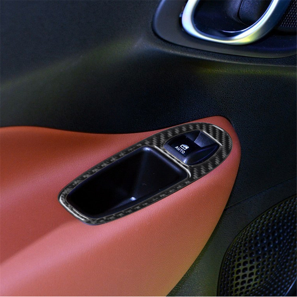 2Pcs Rear Door Window Control Panel Trim Carbon Fiber for Fiat 500L 2014-2017