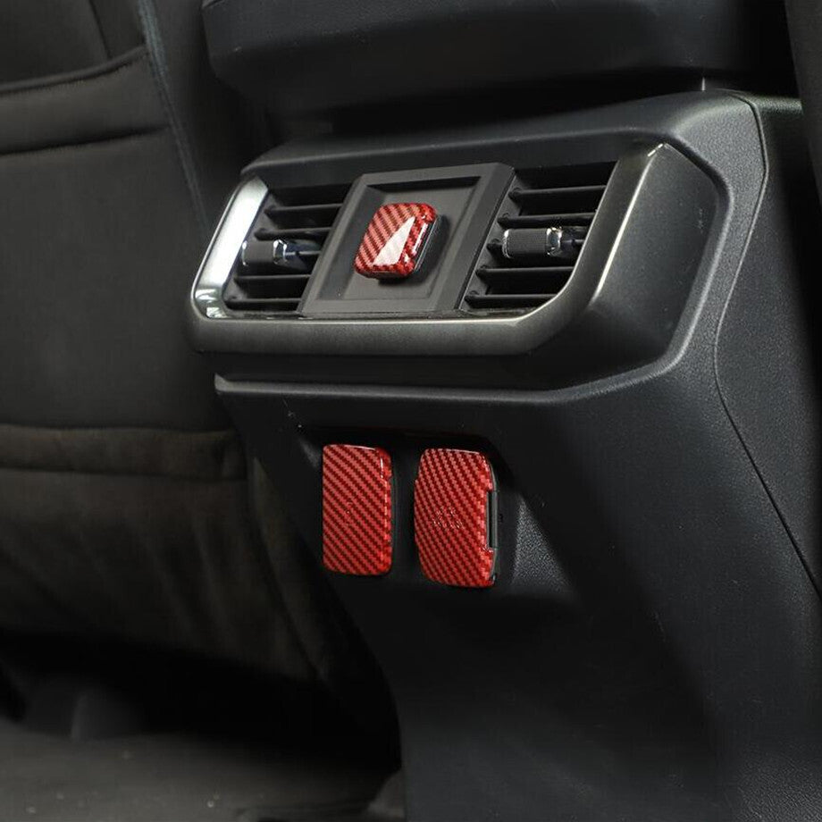 Suitable for 21-23 for Ford F150/F-150 Red Carbon Fiber Automotive Front + Rear Power/USB Socket Cover Trim