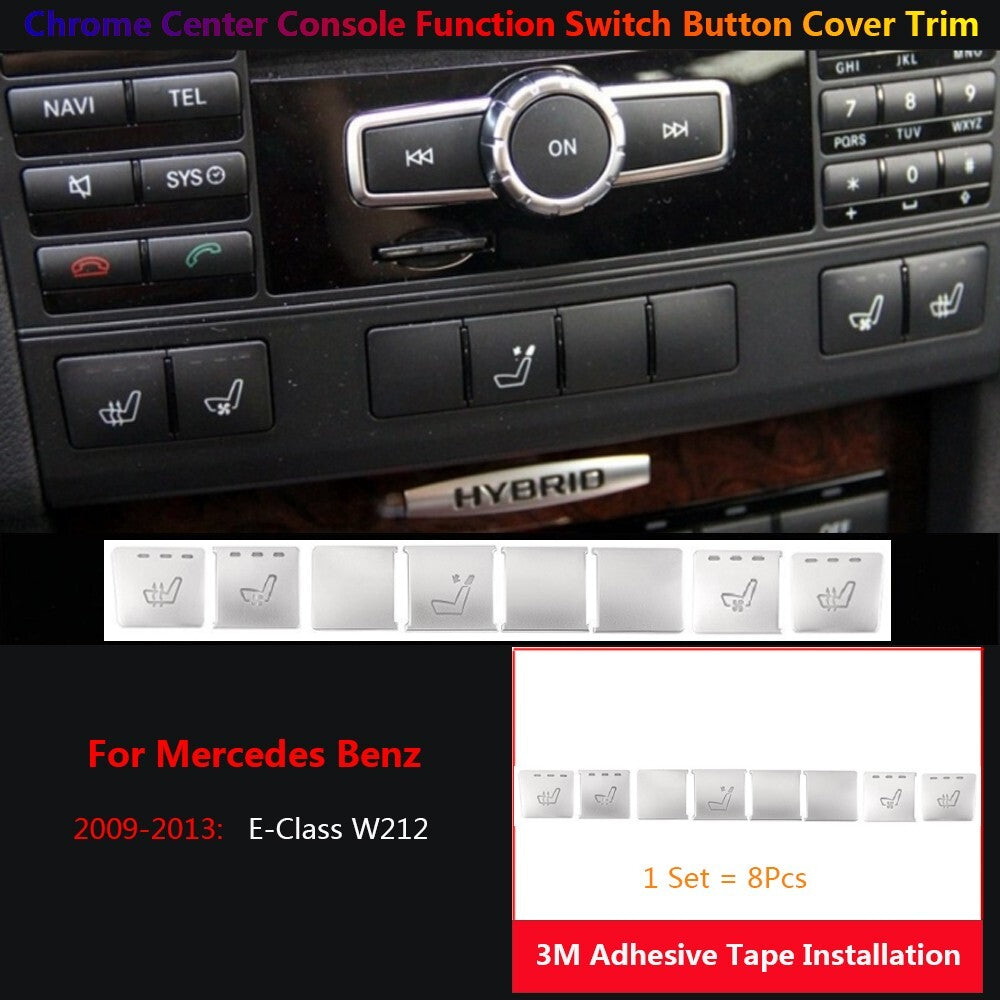 8Pcs for Mercedes-Benz E W212 Car Center Console for Seat Function Switch Cover Trim