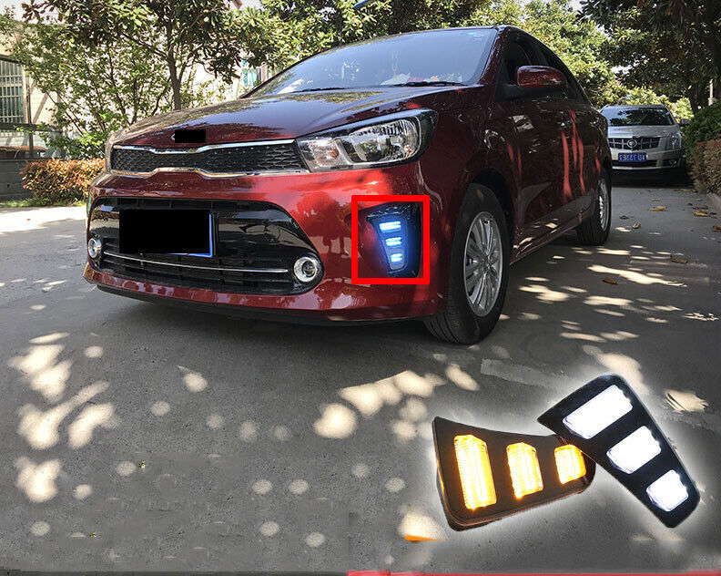 For 2017-2020 for Kia Pegas Car Front Bumper Fog Lamp Modified LED Tricolor Assembly