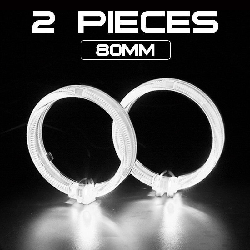 White 80mm LED Light Guide Angel Eyes Halo Rings DRL for Car Headlight Retrofit