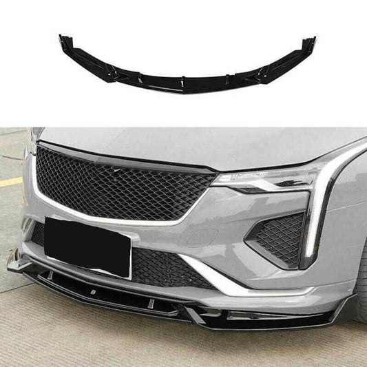 for Cadillac CT4 2020-2022 Glossy Black ABS Front Bumper Lip Spoiler Splitter 3P