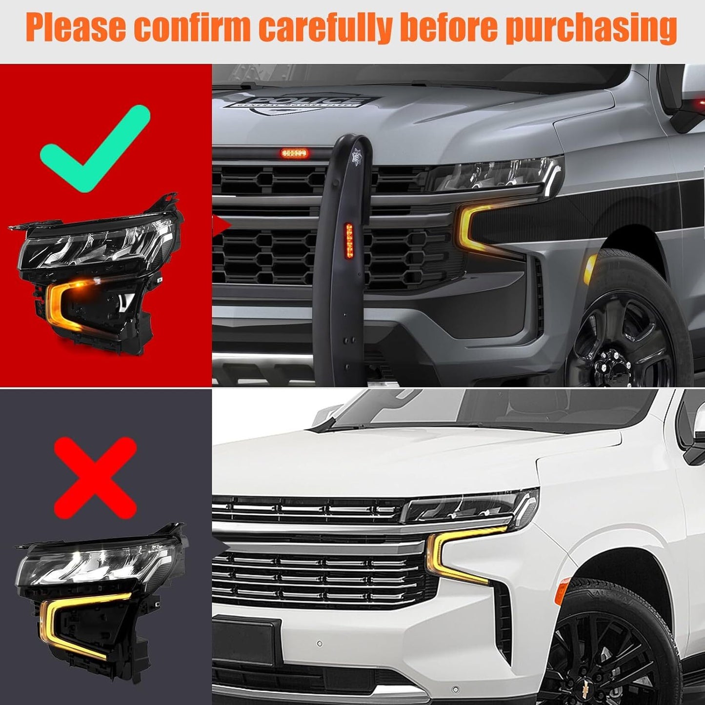 Suitable for 2021-2023 for Chevrolet Tahoe Suburban LED/halogen headlights for passengers 85123918