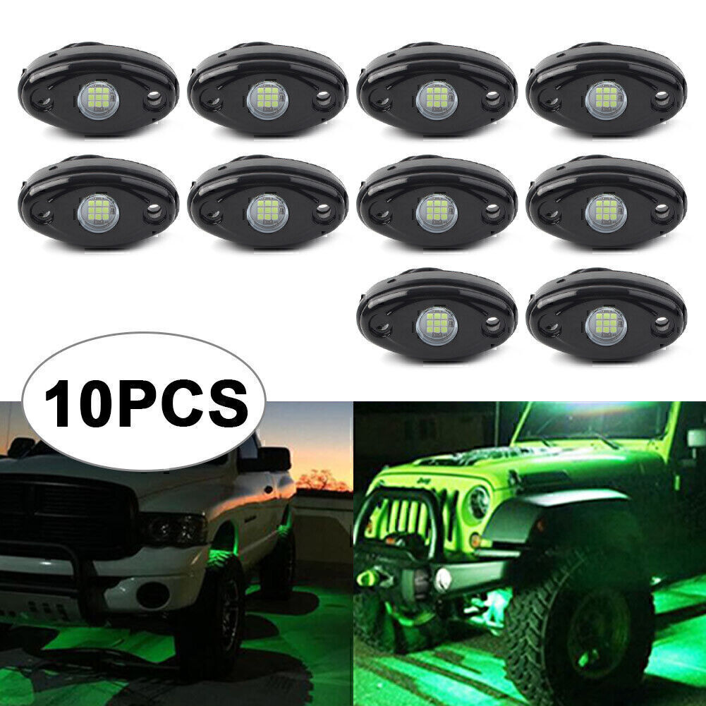 Green LED Rock Lamp Fit for JEEP ATV Off-Road Truck Under Body Trail Rig Bar 10PCS