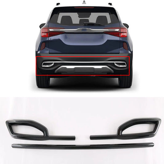 for Kia Seltos 2020-23 Carbon Fiber Rear Bumper Cover Protector moulding Trim 3x