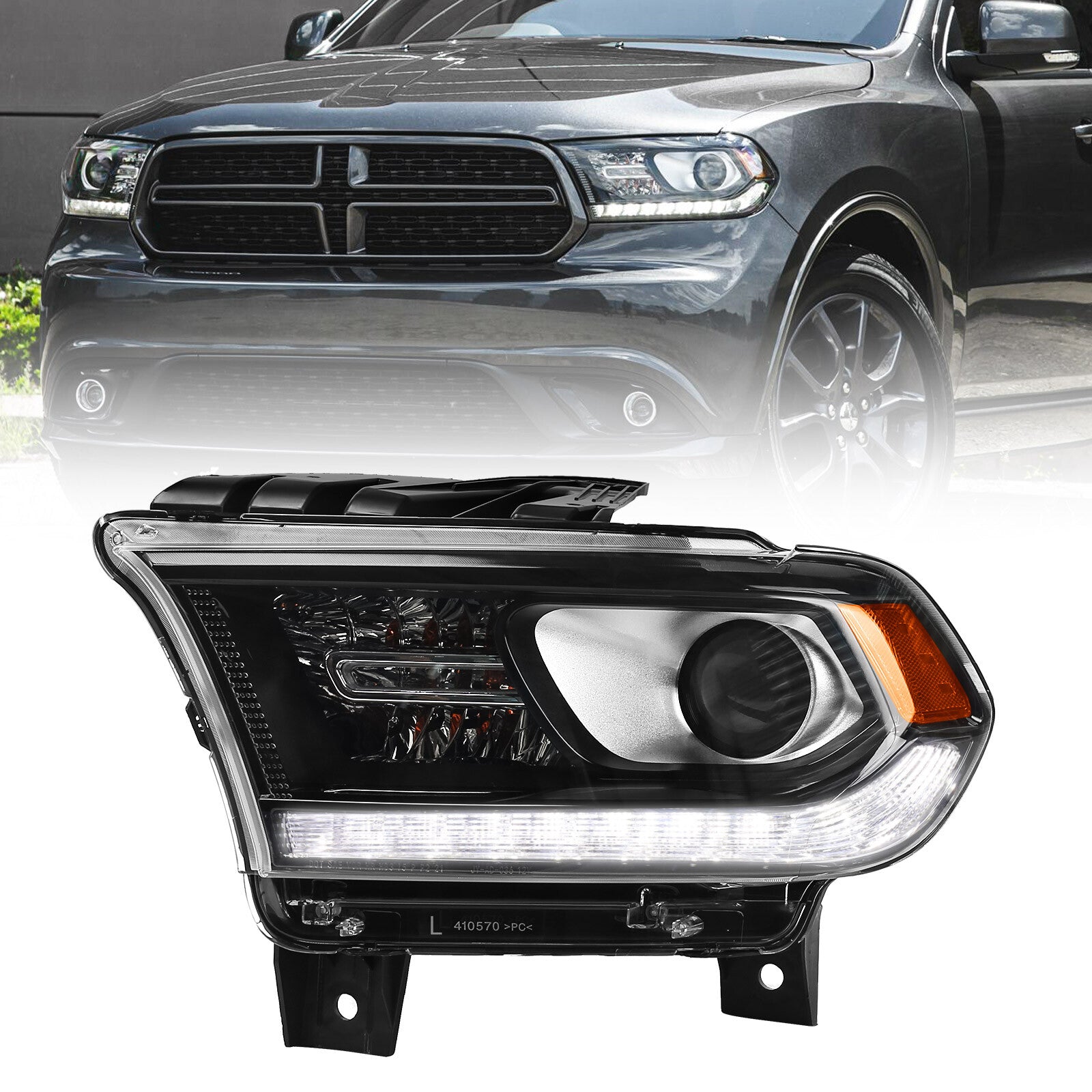 Suitable for 2014-2020 for Dodge Durango Black Trim Halogen LED DRL Headlight Driver Left