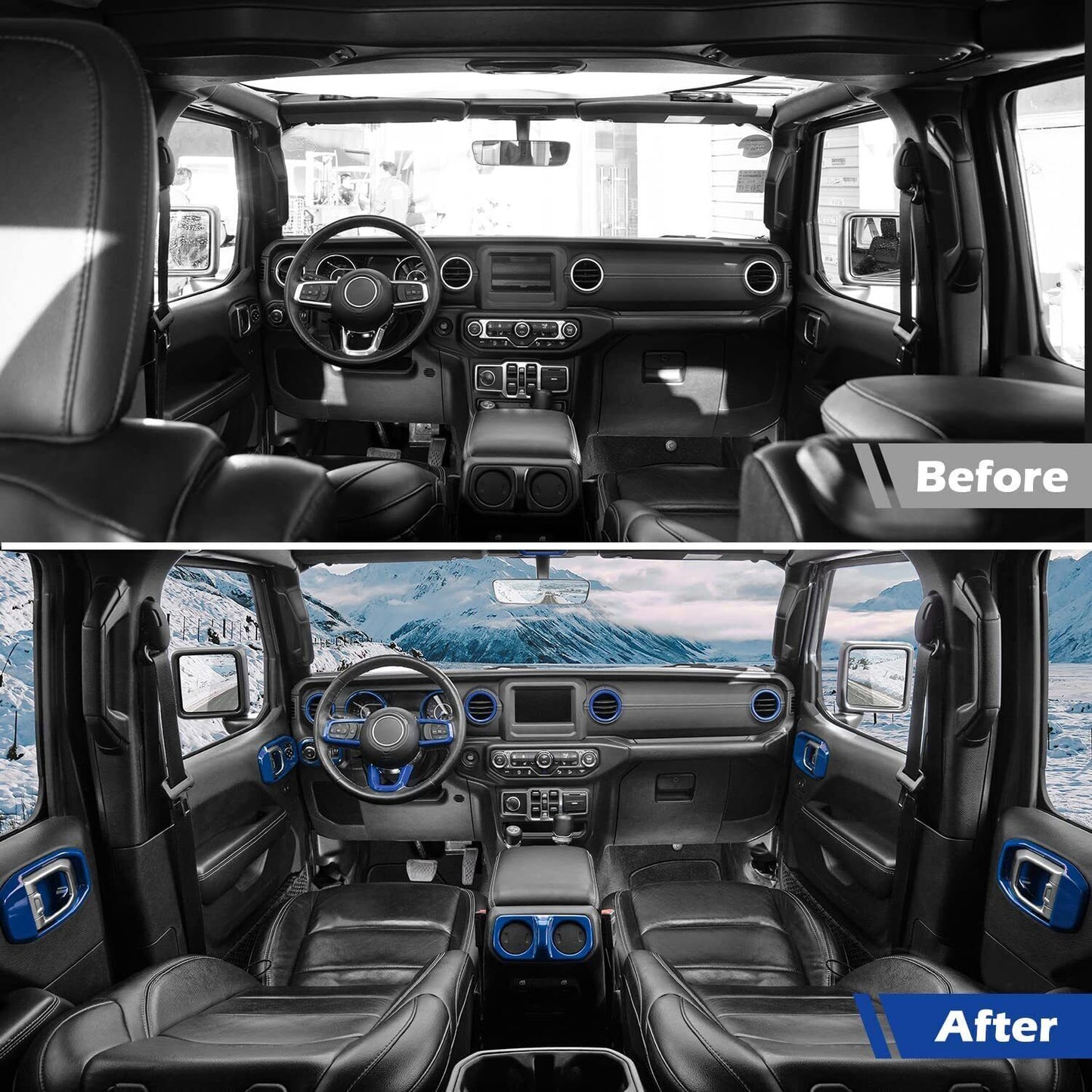 20x Blue Interior Accessories Trim Cover Kit Full Set for Jeep for Wrangler JL 2018+