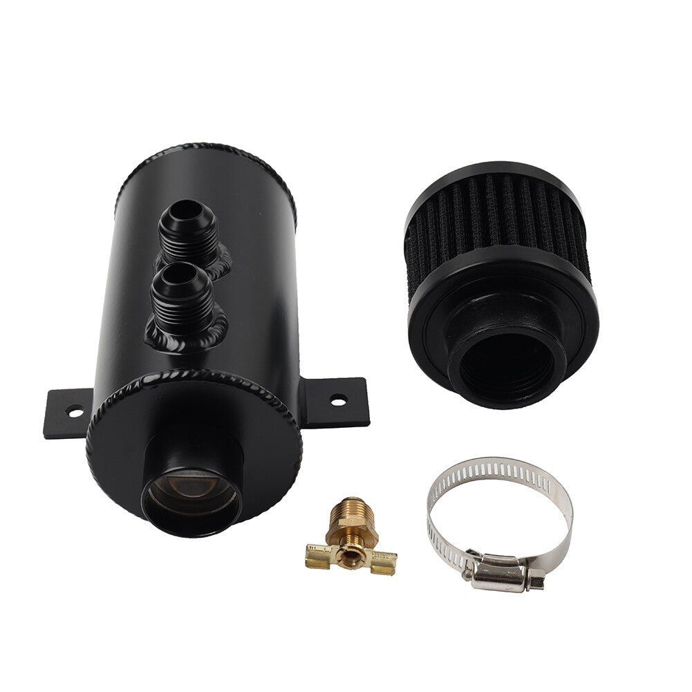 750ml Aluminum Baffled Oil Catch Can Oil Separator with Breather Filter Black