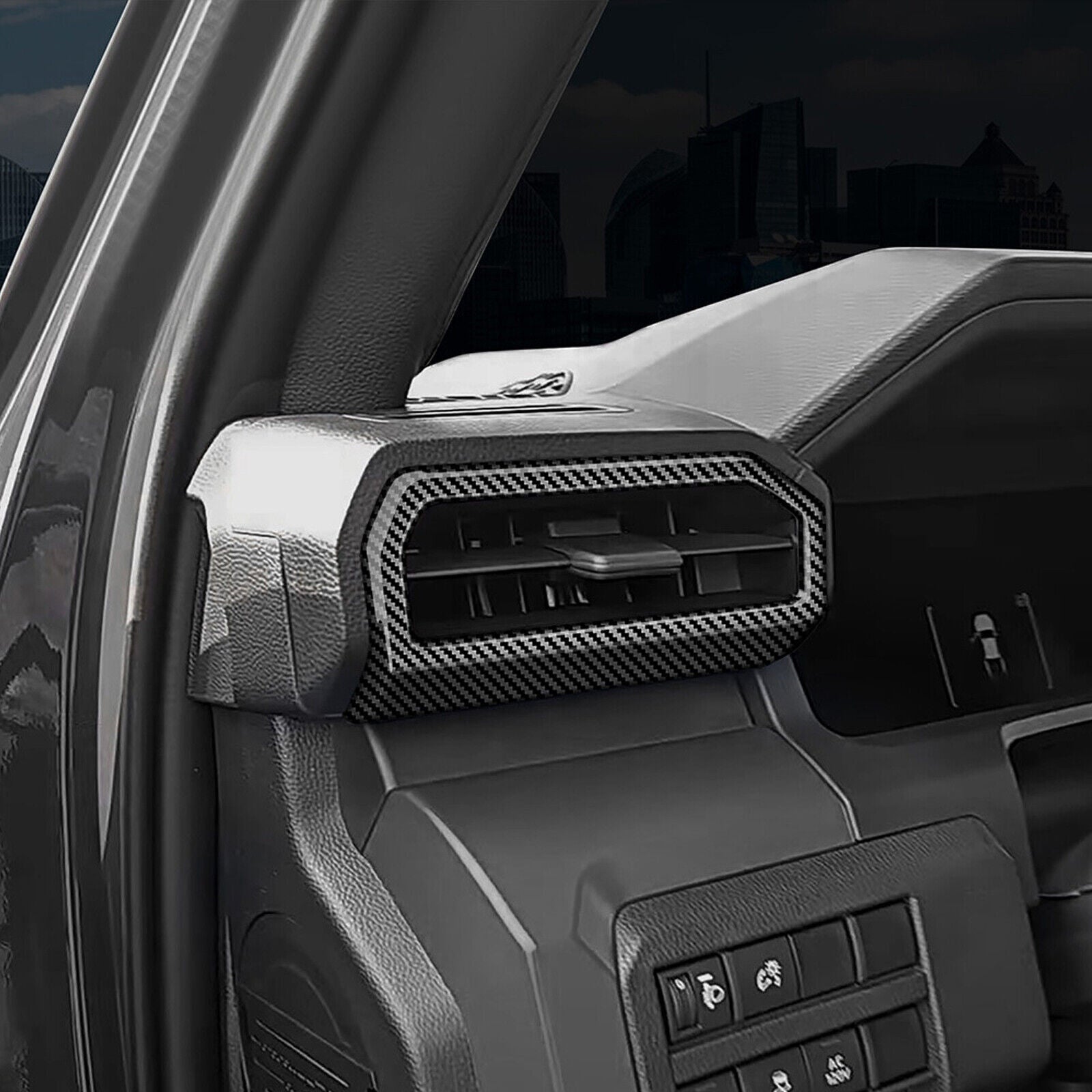 2-Piece Carbon Fiber Pattern Instrument Panel Side Vent Cover Trim for 2024 for Toyota Tacoma