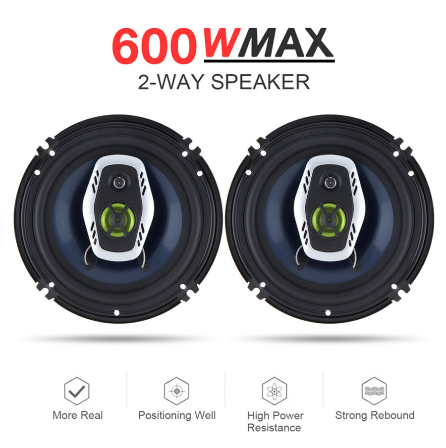 2Pcs 6.5 Inch 600W 2 Way Coaxial Hifi Car Audio Music Stereo Speakers Universal