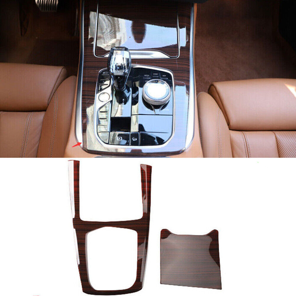 for BMW X5 G05 2019-23 ABS Brown Wood Grain Middle Console Gear Shift Panel Trim