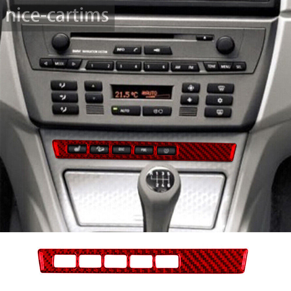 Red Carbon Fiber Multi-function Button Cover Fit for BMW X3 E83 2004-2010 Type-B