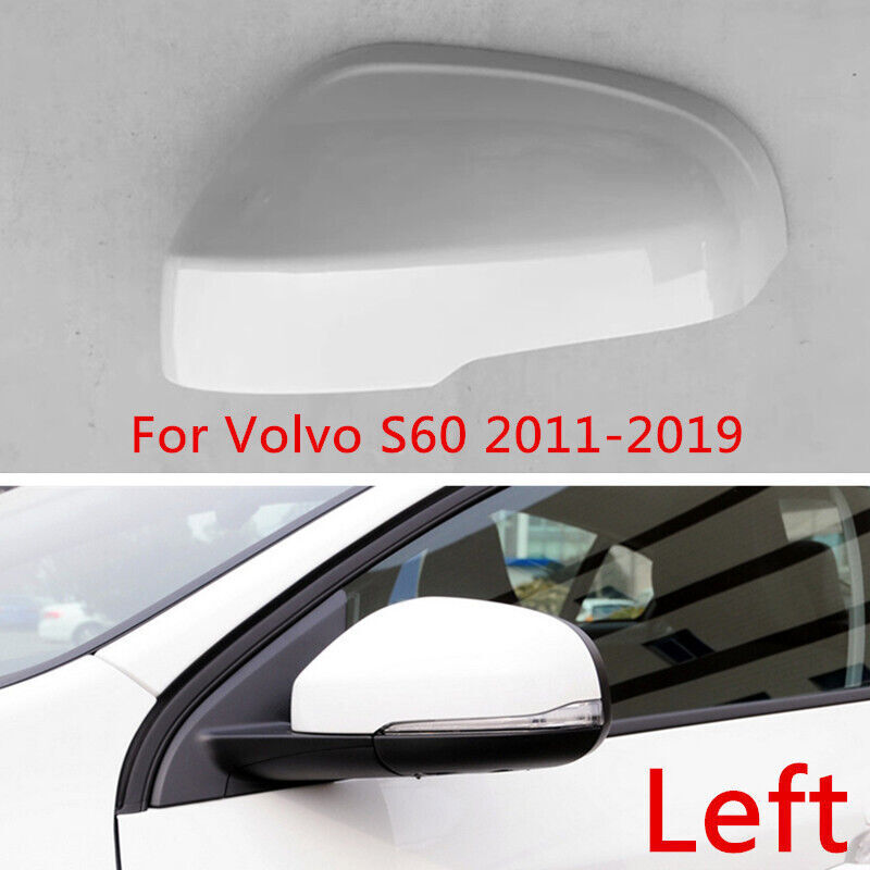 White Left Side Rearview Door Mirror Cover Shell Cap Fit for Volvo S60 2011-2019