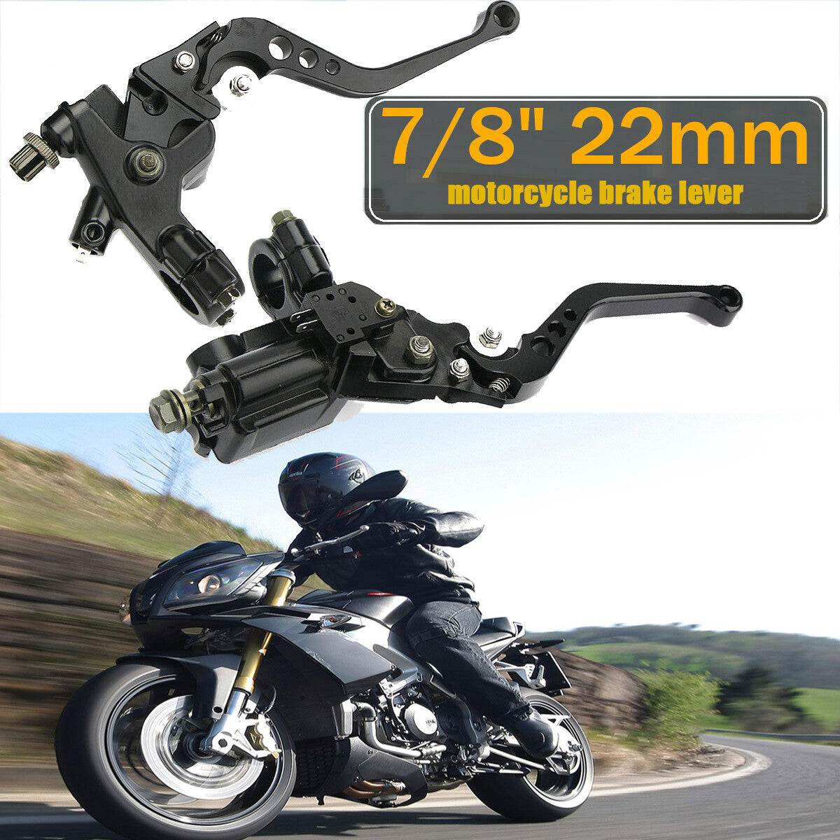 Brake and clutch master cylinder kit reservoir rod universal 7/8 inch motorcycle