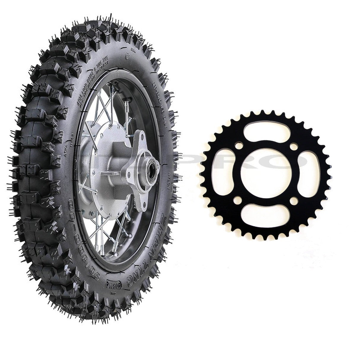 80/100-10 rear drum brake wheel + 58mm 37T sprocket for TTR110 CRF50 small diameter bicycles