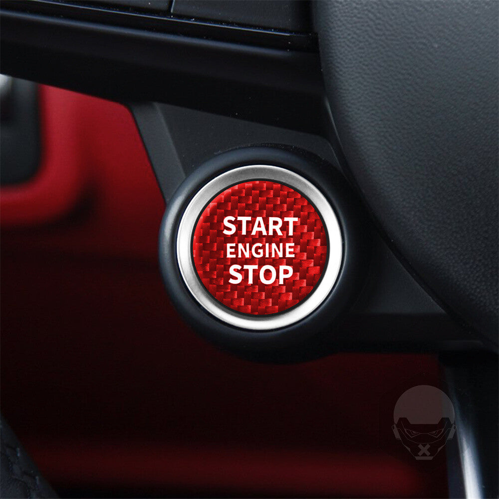 Red Carbon Fiber Engine Start Stop Button Trim for Alfa Romeo Giulia for Stelvio 17+
