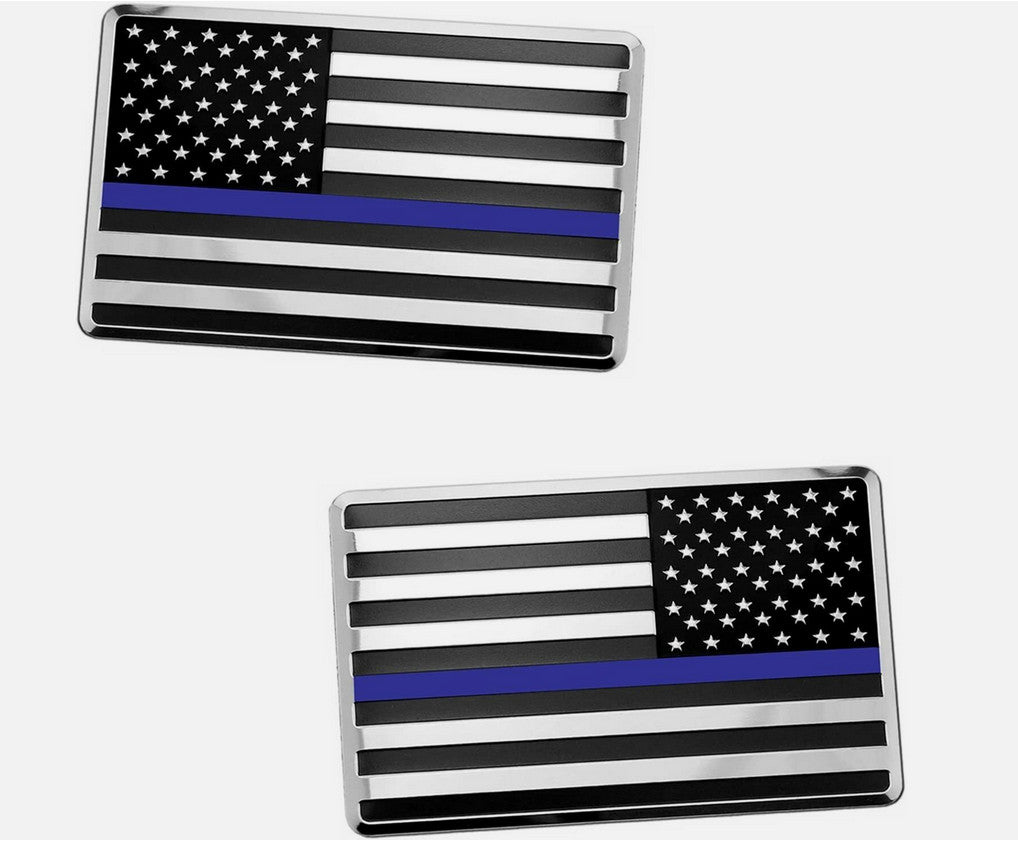 Car side fender rear trunk badge chrome black and blue American flag applicable to for Audi