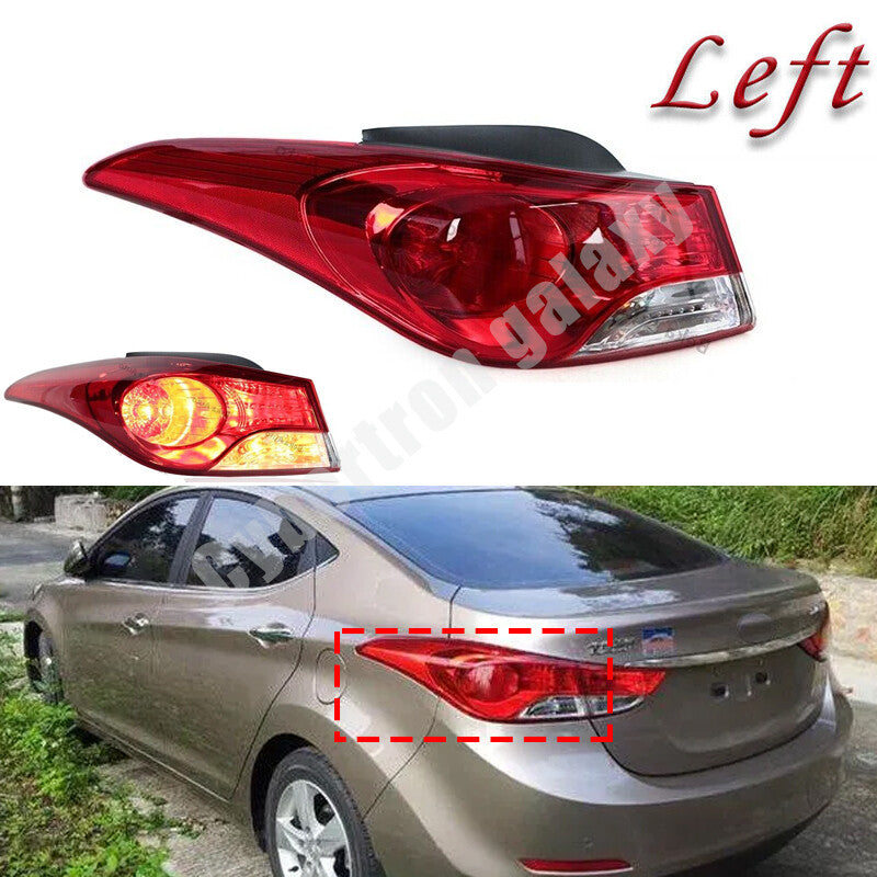 Left for Hyundai for Elantra 2011 - 2013: Exterior taillight assembly and brake light.