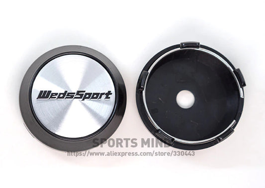 4-piece set of 60mm Weds Sport wheel caps, rim caps, wheel center caps, badges, logos, silver TE37