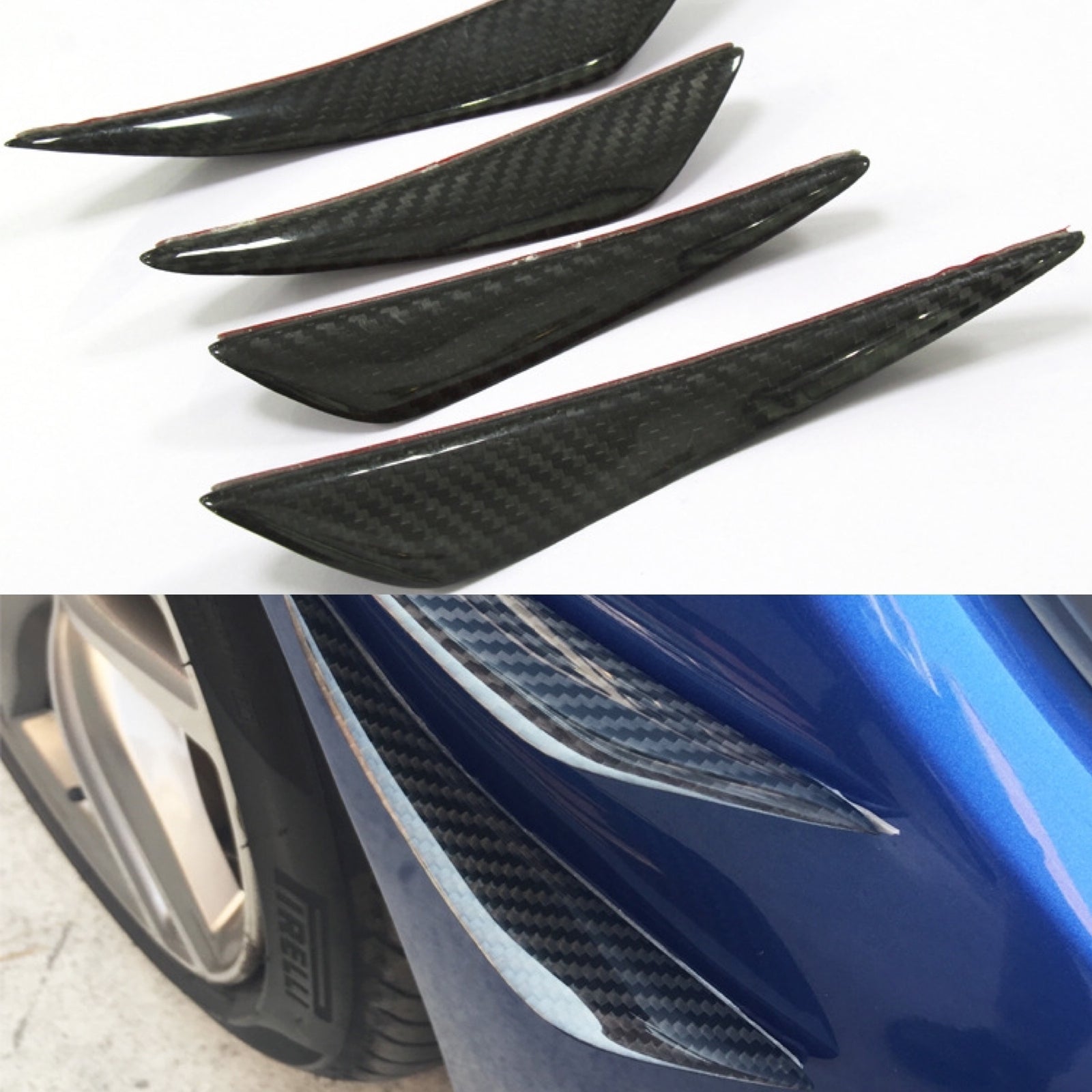 4-piece universal carbon fiber front bumper fender boiler tank modification kit