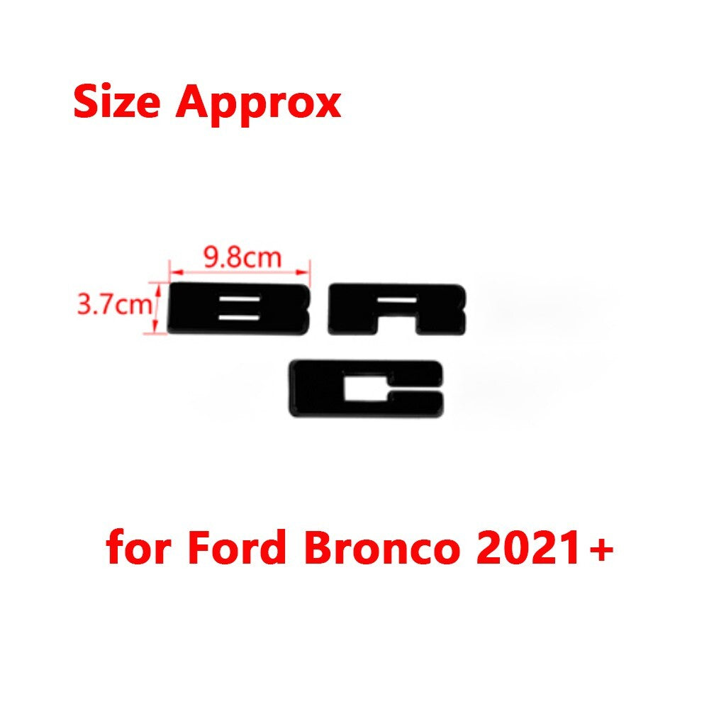 Black ABS Grille Emblem Letter Overlay Decal Cover Trim for Ford Bronco 2021+