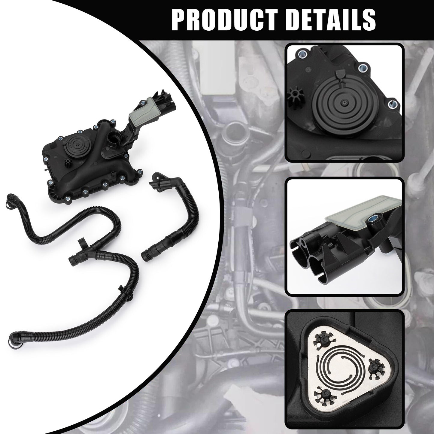 Oil separator PCV valve ventilation trim kit for Audi A6, A7, Q5, Q7 3.0T 06E103547AB