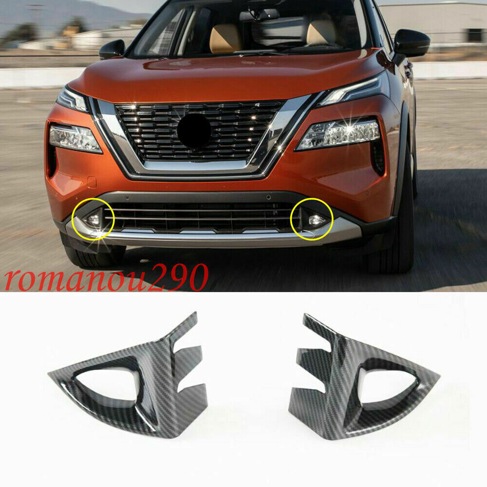 2for Nissan Rogue 2021-2023 Carbon Fiber Color Front Fog Light Lamp Cover Trim