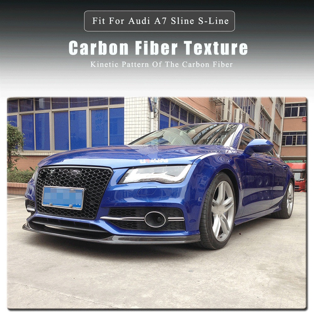 Carbon Fiber Front Bumper Lip Chin Spoiler Fit for Audi A7 Sline S-Line 2012-14